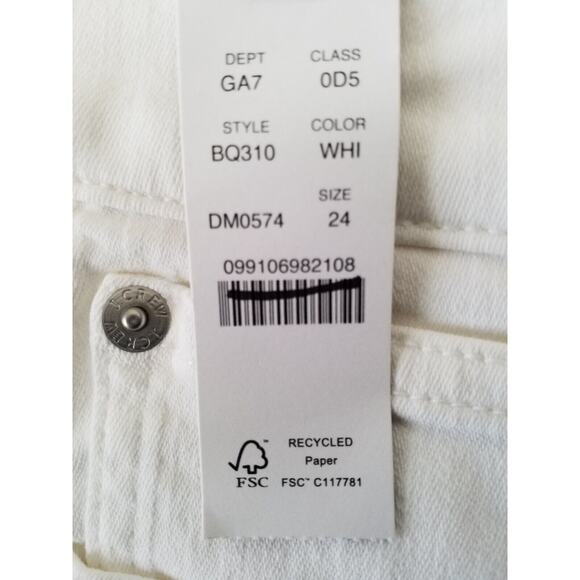 J.Crew 9” Toothpick Mid Rise Stretch Jeans | White Wash | Size 24 | NWT - Picture 9 of 10